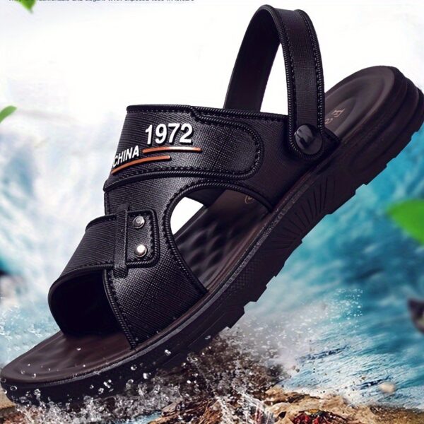 Men's Vintage Retro Style Open Toe Breathable Sandals, Comfy Non Slip Casual Durable Summer Walking Shoes, Men's Footwear - Image 3