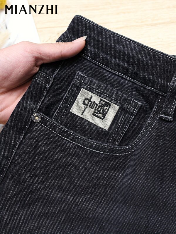 MIANZHI Men'S Slim-Fit Stretch Denim Jeans with Chinese Embroidery - Straight-Leg Mid-Rise, Button Closure, Light Wash, All-Season Casual Wear for Casual Attire, Comfortable Fashion, Breathable Fabric - Image 10