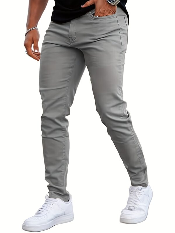 Men'S Slim-Fit Stretch Denim Jeans - Casual, Comfortable, and Stylish for Casual Attire, Dark Green, Medium Stretch, All-Season Wear, Comfortable Clothing | Slim Fit Jeans | Woven Texture - Image 2