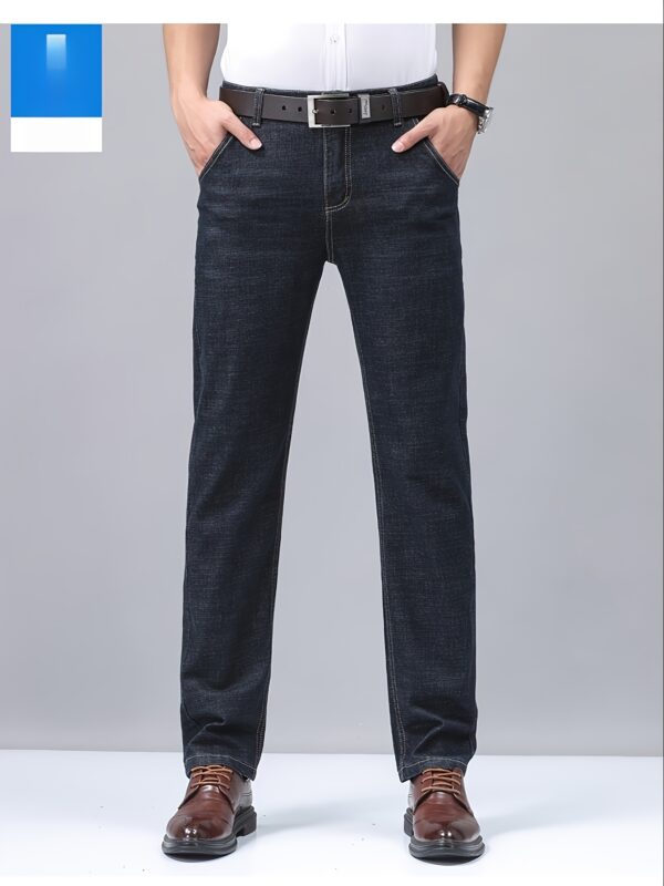 Men'S Slim-Fit Stretch Denim Jeans - Mid-Rise Straight-Leg Casual Pants with Button Closure, Comfortable All-Season Wear for Casual Attire, Versatile Clothing | Sleek Design | Comfortable Fit