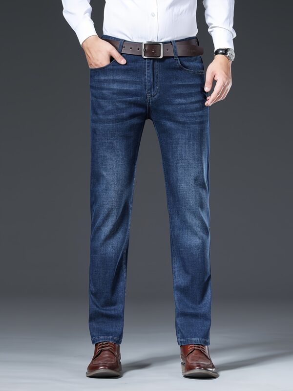 Men'S Premium Thick Straight-Leg Jeans for All Seasons - Image 7