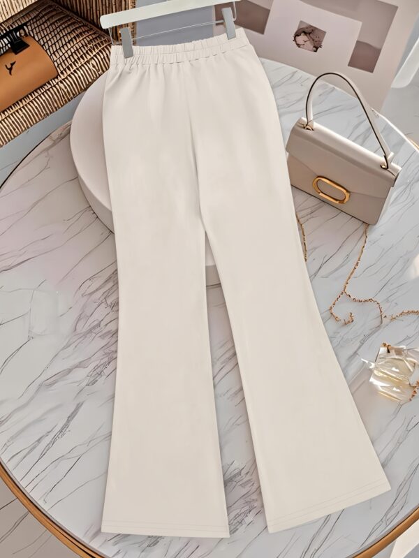Women'S Casual Pants for Spring And Summer, Stylish And Slim-Fit, Featuring Buttoned Flared Long Trousers in Black. - Image 11