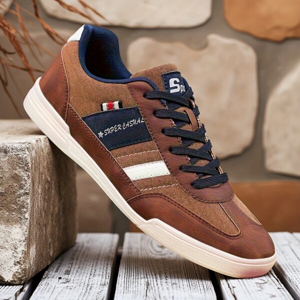 Men'S Plus Size Fashionable Breathable Canvas Sneakers with Contrast Color Design, Skateboarding Sneakers, Low-Top Lace-Up Lightweight Comfortable Casual Shoes for Outdoor Walking, Jogging, Traveling, Street Style, All-Season Activities - Image 8