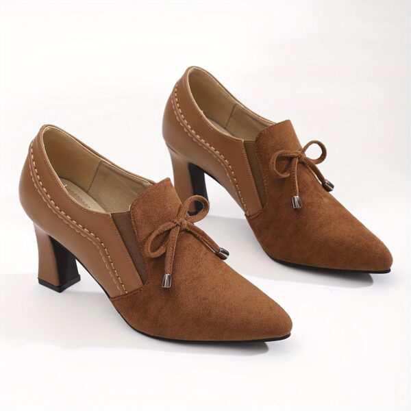 Women's Sexy Mary Jane High Heels with Bow Detail - Pointed Toe Block Heel, Lightweight Synthetic Cover & Cover Upper, All-Season Comfort for Casual & Formal Occasions, Elegant Shoe Design, Durable TPU Sole - Image 6