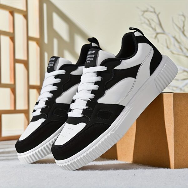 Men's Trendy Solid/Colour Block Skate Shoes, Comfy Non Slip Casual Lace Up Sneakers For Men's Outdoor Activities - Image 2