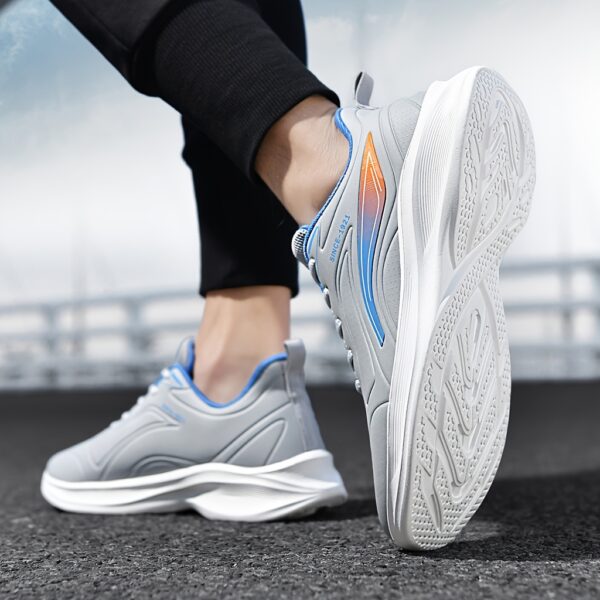 [1pair Water-Resistant Men'S Sneakers] Men'S Fashion Sneakers, Water-Resistant Synthetic Low-Top Running Shoes, Lace-Up Casual Sports Footwear, with Fabric Insole and MD Sole, for Daily Wear - Image 12