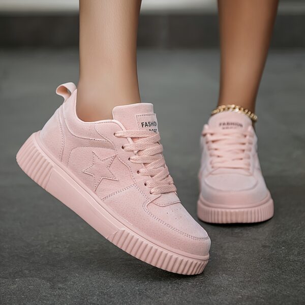 Women's Fashion Purple Spliced Casual Sneakers - Lightweight, Comfortable Lace-Up Platform Shoes for Casual Attire - Image 7