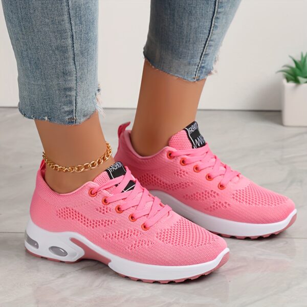 Women's Low-Top Air Cushion Sneakers - Shock-Absorbing, Breathable Fabric in Black, Burgundy, & Pink - Lightweight for Outdoor Sports & Daily Wear, All-Season, Lace-Up, Solid Color, MD Sole - Image 15