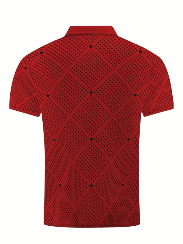 Men's Summer Short Sleeve Shirt - 100% Polyester Breathable Stretch Fabric, Brown & White Contrast Print, Classic Collar Button-Up Casual Shirt for Office & Social Outings - Image 5