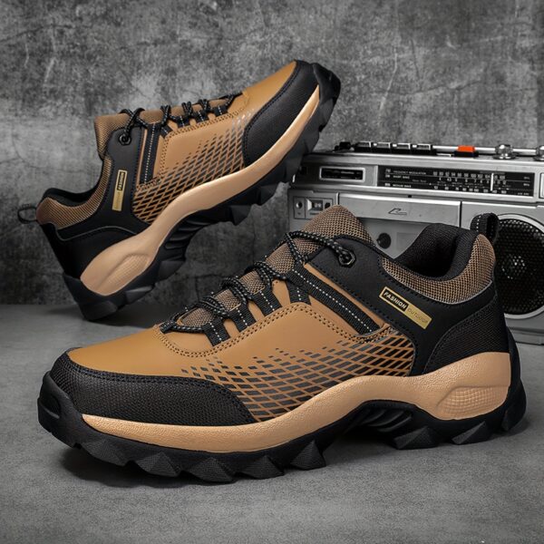 Men'S Breathable Hiking Shoes - Lightweight, Non-Slip Sole, Durable for Outdoor Trekking and Trail Running, Black Mesh Upper with Faux Cover Sole, Lace-Up Closure, EVA Cushioned Sole, Trail Running Shoes | Sleek Hiking Footwear | Durable EVA Sole - Image 8