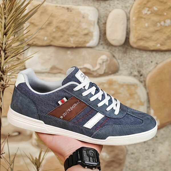 Men'S Plus Size Fashionable Breathable Canvas Sneakers with Contrast Color Design, Skateboarding Sneakers, Low-Top Lace-Up Lightweight Comfortable Casual Shoes for Outdoor Walking, Jogging, Traveling, Street Style, All-Season Activities