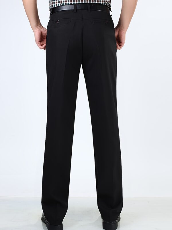 Men's Lightweight Ice Silky Straight-Leg Casual Pants - Black, High Waist, Loose Fit, Summer Thin Fabric, Zipper Closure, Pockets, Perfect for Business or Leisure Wear, Versatile Dress Pants | Straightleg Pants | Polished Finish - Image 6