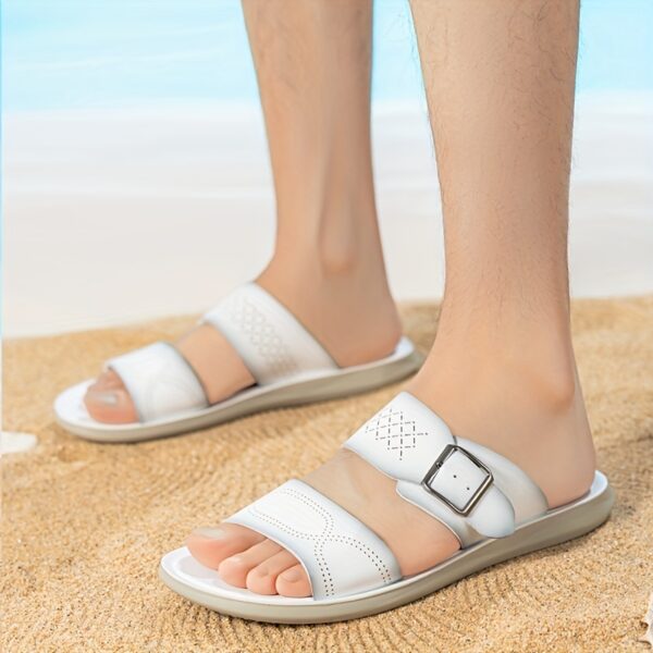 COMFIDAILY Men's Slip-On Sandals - Lightweight Quick-Dry Beach Shoes with Non-Slip PU Sole, Slip-On Bathroom Slides for Pool, Home, Travel - All-Season Indoor/Outdoor House Shoes (Men), Wide Width Sandals, Casual Footwear, Crisscross Strap Design, Shoes - Image 10