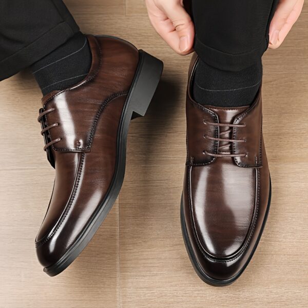 Business Formal Classic English Style Oxford Shoes, Pointed Brown Lace-up Derby Shoes, Suitable for Weddings, Parties or Black Tie Occasions 23678 - Image 9