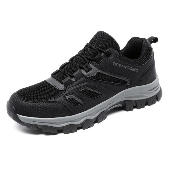 Men'S Breathable Low-Top Hiking Sneakers - Lightweight PU & Mesh Upper, Durable TPR Sole, Lace-Up Closure, All-Season Outdoor & Casual Shoes in Sizes 39-48 (Black), Hiking Boots, Trail Running Shoes, Sporty Hightops, Cushioned Support - Image 7