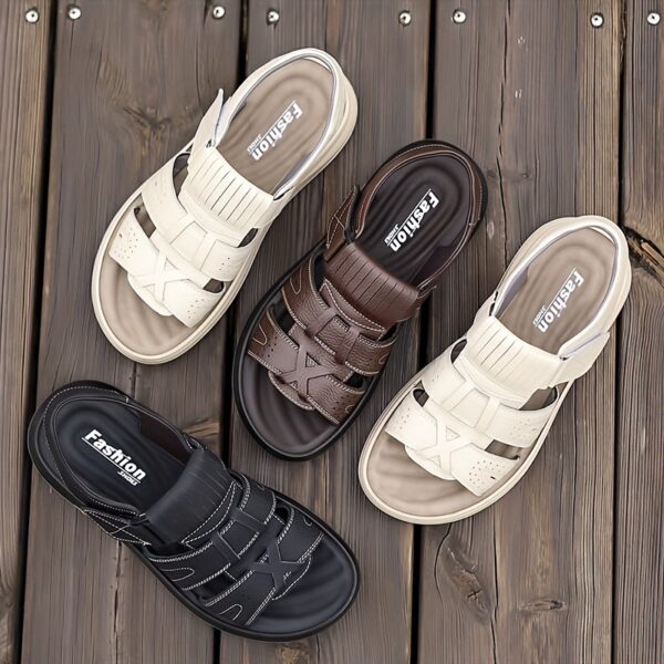 summer 2025 Men's lightweight Genuine Leather sports sandals with adjustable buckle straps, featuring exquisite Genuine Leather uppers and anti-slip durable soles. Available in 3 colors for all-day comfort and breathability, suitable for daily wear and outdoor commuting. Offers a full range of sizes (9 options) to fit various foot types, including water-friendly designs at an excellent value - Image 8