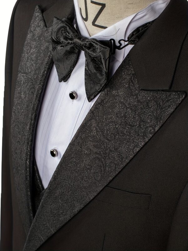 Wedding Party Black Suit Set: 3pcs - Tuxedo, Vest, and Pants for Men - Image 6