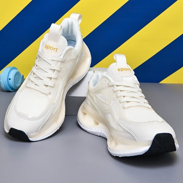 Women's Breathable Mesh Sneakers - Stylish Pink & White Running Shoes with Non-Slip EVA Sole, Comfortable Fabric Lining, and Secure Lace-Up Design for Casual or Athletic Wear, Allseason Shoes | Laceup Sneakers | Comfortable Lining - Image 10