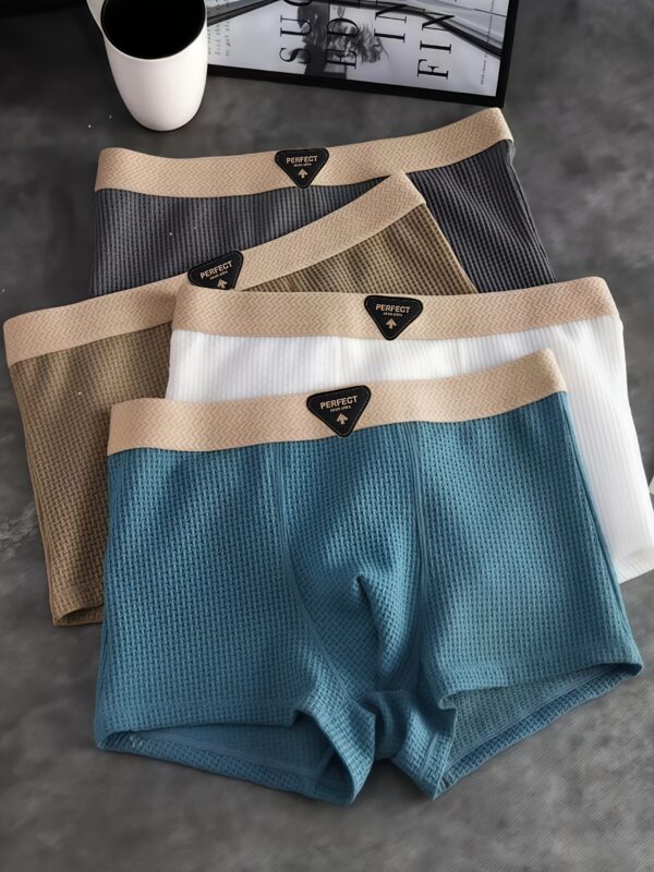 4pcs solid boxer briefs. Men's fashion, ice Silky clothing, boxer shorts for daily and casual wear