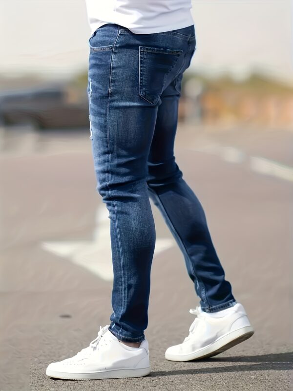 Best seller bestselling Men's jeans fashion new stretch comfortable slim Men's trousers dark wash blue gift light blue medium color wash blue classic four seasons spring summer autumn winter - Image 2