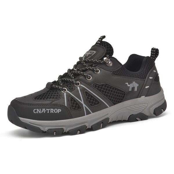 CANEMON Men's Low-Top Hiking Shoes - Breathable Mesh, Anti-Slip TPR Sole, Odor-Resistant & Durable - All-Season Outdoor & Casual Sport Shoes with Striped Design (Green/Yellow), Adventure Footwear | Sporty Hiking Shoes | Durable Hiking Shoes - Image 3