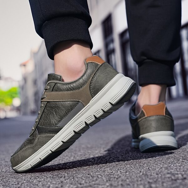 Men'S Plus Size Classic Color Block Casual Sneakers - Lightweight Low-Top Walking Shoes with MD Rubber Sole, EVA Cushion & Breathable Fabric Lining for All-Season Outdoor, Streetwear & Daily Wear, Outdoor Sneakers, Stylish Contrast Design, Comfortable Fit Shoes - Image 10