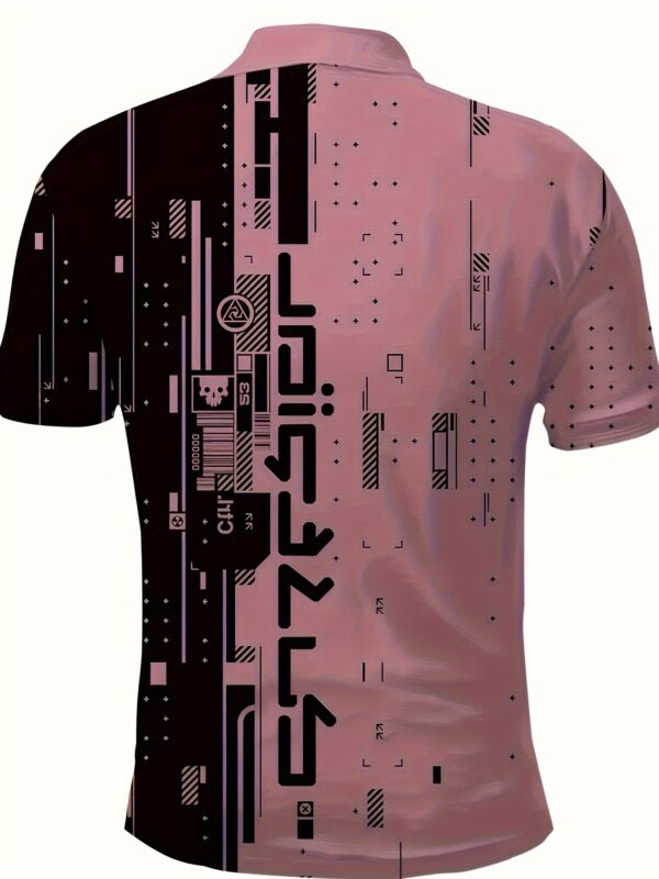 Men's Colorblock Pattern Print Short Sleeve Golf T-shirt For Summer - Image 6