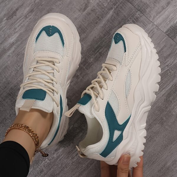 Women'S Lightweight & Breathable Sneakers - Versatile Lace-Up Low Top Design with Mesh & Microfiber Upper, EVA Sole, All-Season Comfort for Running & Casual Wear, Stylish Neutral Appearance, Allseason Sneakers|Neutral Style Sneakers|Eva Sole Sneakers - Image 3