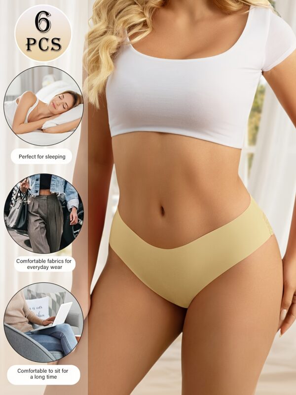 6pcs Women's Low Waist Panties Triangle Panties Plain Color Lace Trim Thin and Breathable - Image 2