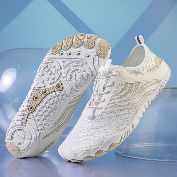Women'S Lightweight, Breathable Striped Fabric Sneakers - Quick-Dry, All-Season Indoor/Outdoor Sports Shoes with Rubber Base and Fabric Insole for Running, Hiking, and Cycling, Casual Athletic Shoes | Stylish Athletic Shoes | Durable Athletic Shoes - Image 3