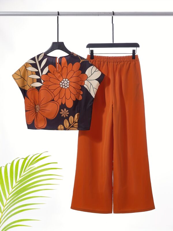 New Summer Elegant Printed Wide-Leg Two-Piece Set - Image 2
