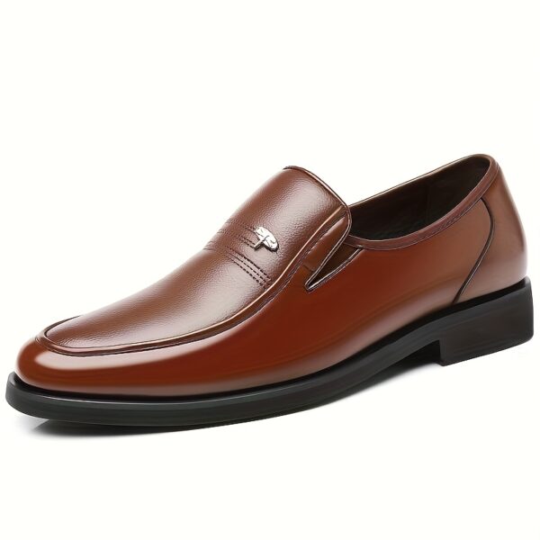 Genuine Leather Men's Breathable Business Formal Casual Shoes, Slip-Resistant Durable Large Size Slip-On Pointed Toe British Groom Wedding Shoes - Image 4