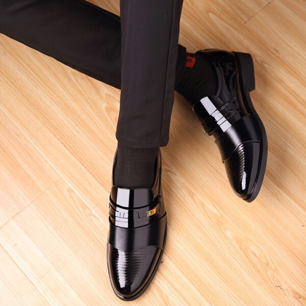 Men's Business Casual Slip-On Dress Shoes - Black & Brown, Pointed Toe, Double Monk Strap, Crocodile Texture Sole, Rubber Sole for Weddings, Office & Casual Attire, Wedding Footwear, Sophisticated Shoe Design - Image 7