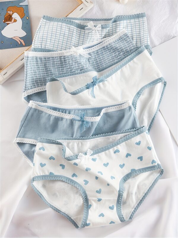 5pcs Allover Print Briefs, Cute Comfy Breathable Stretchy Intimates Panties, Women's Lingerie & Underwear - Image 2