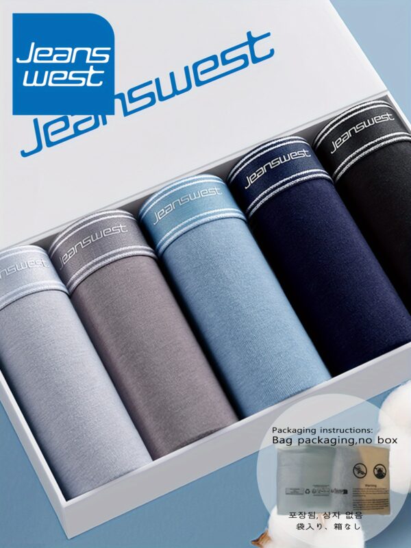 JEANSWEST 5-Pack Men'S Cotton Boxer Briefs - Breathable, Comfortable Underwear with Medium Stretch, Classic Solid Color Design for Casual Wear, Comfortable Underwear, Stylish Underwear, Soft Texture