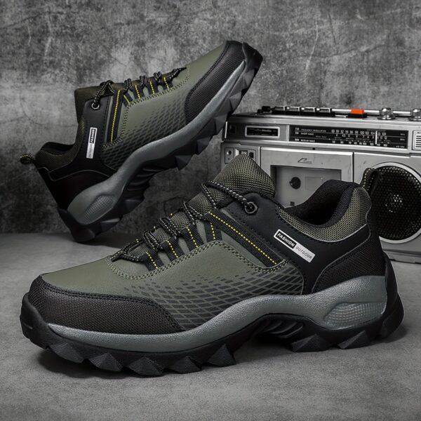 Men'S Breathable Hiking Shoes - Lightweight, Non-Slip Sole, Durable for Outdoor Trekking and Trail Running, Black Mesh Upper with Faux Cover Sole, Lace-Up Closure, EVA Cushioned Sole, Trail Running Shoes | Sleek Hiking Footwear | Durable EVA Sole - Image 12