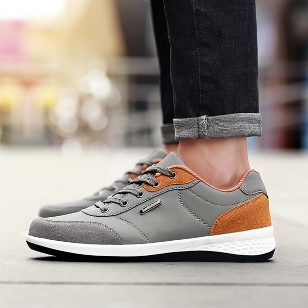 FAYWELLME Unisex Breathable Running Shoes - Lightweight Synthetic Synthetic Leather Sneakers with Cushioned MD Sole, Grey & Brown Accents, All-Season Comfort for Men & Women, Comfy Shoes, Casual Footwear, Stylish Contrast Accents, Comfortable Insole - Image 5