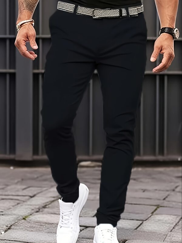 Men'S Slim-Fit Stretch Denim Casual Pants - Raw Detailing, Dark Blue, Comfortable & Stylish for Casual Attire, All-Season Jeans|Slim Fit Pants|Stylish Casualwear