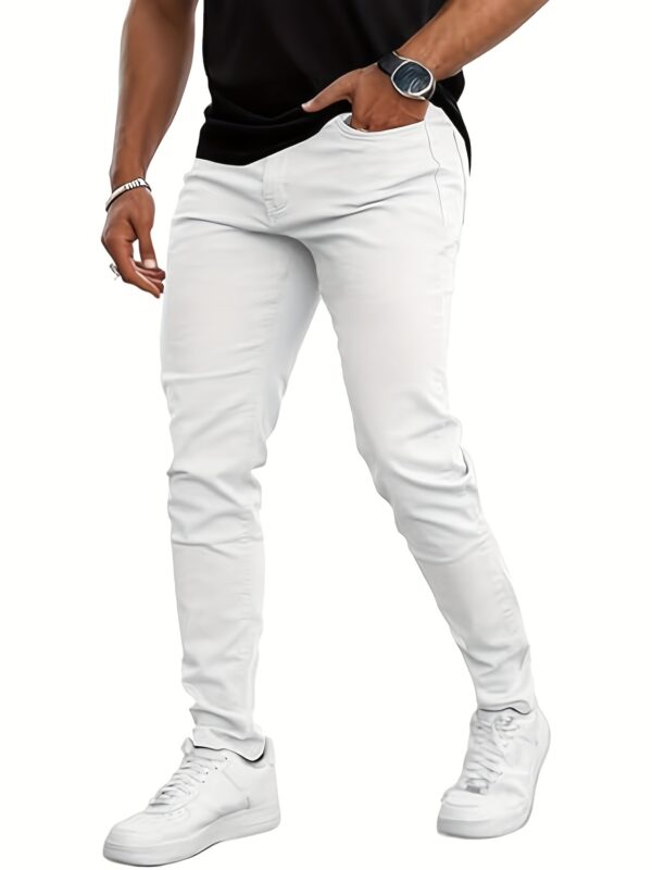 Men'S Slim-Fit Stretch Denim Jeans - Casual, Comfortable, and Stylish for Casual Attire, Dark Green, Medium Stretch, All-Season Wear, Comfortable Clothing | Slim Fit Jeans | Woven Texture - Image 9