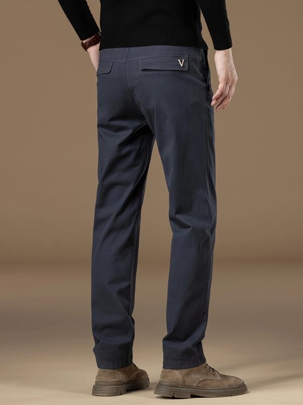 Men's Premium Cotton Straight Leg Pants - Soft, Breathable Beige Trousers for Business and Casual Wear, Classic Relaxed Fit with Button Closure - Image 8