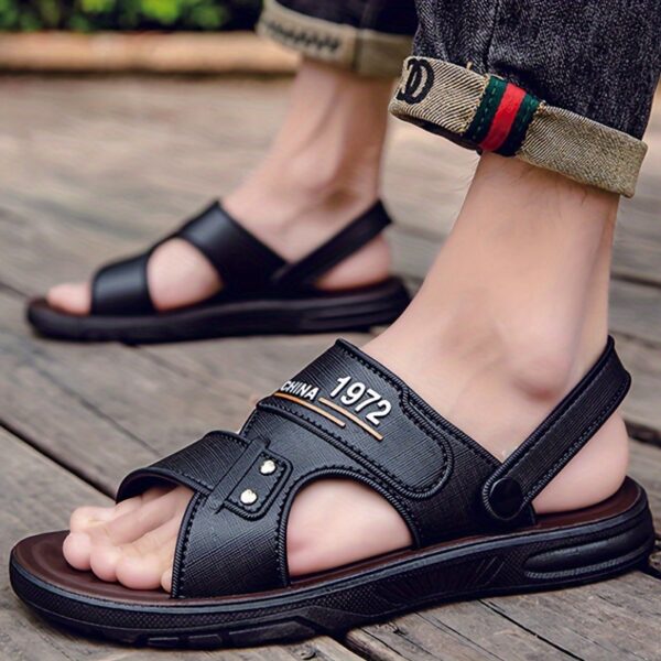 Men's Vintage Retro Style Open Toe Breathable Sandals, Comfy Non Slip Casual Durable Summer Walking Shoes, Men's Footwear - Image 7