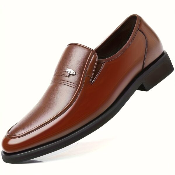 Genuine Leather Men's Breathable Business Formal Casual Shoes, Slip-Resistant Durable Large Size Slip-On Pointed Toe British Groom Wedding Shoes - Image 5