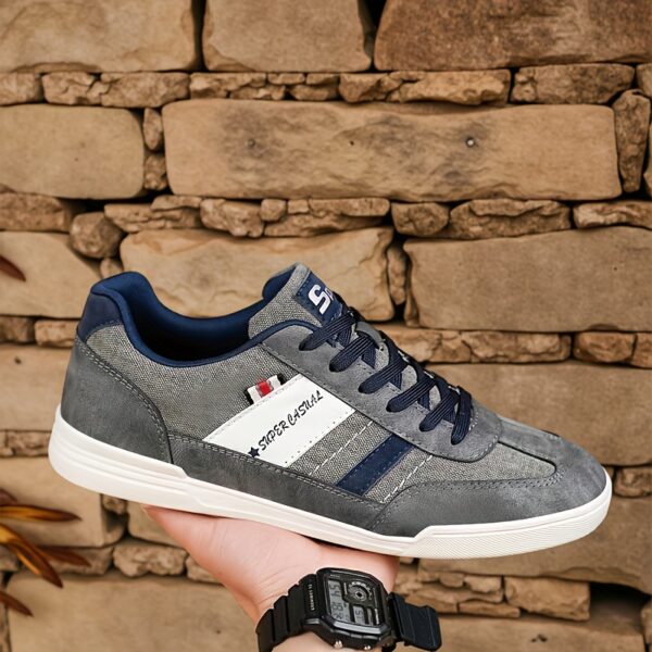 Men'S Plus Size Fashionable Breathable Canvas Sneakers with Contrast Color Design, Skateboarding Sneakers, Low-Top Lace-Up Lightweight Comfortable Casual Shoes for Outdoor Walking, Jogging, Traveling, Street Style, All-Season Activities - Image 4