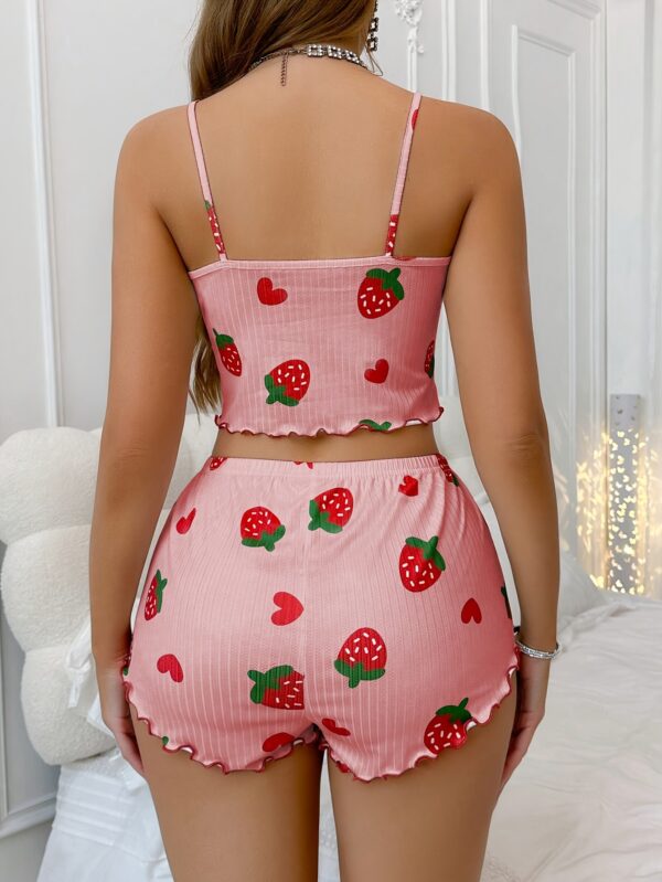 Strawberry Print Suspenders And Shorts Pajamas Set for Women Suitable for Summer - Image 12