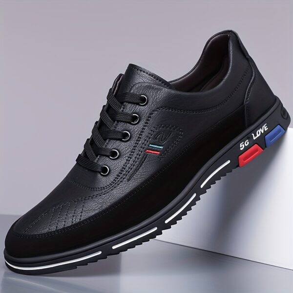 Men's elegant lace-up casual shoes, featuring full-sole embossed texture design and comfortable formal business attire footwear with supportive thick soles and easy slip-on elastic side openings. Crafted from high-quality durable materials, suitable for office wear and various occasions, perfect for 11 festive events - Image 7