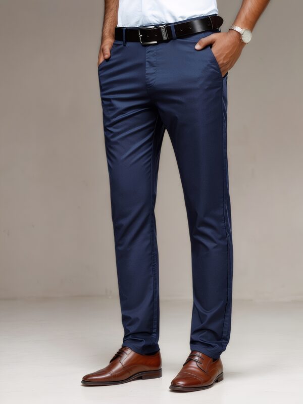 Men's Formal & Business Casual Pants - Navy Blue Straight-Leg Trousers, Regular Fit with Slight Stretch - Machine Washable Office, Wedding, Everyday Pants - Non-See-Through Professional Men's Bottoms, Office Wear, Sophisticated Look, Comfortable Trousers