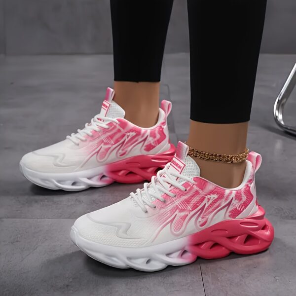 Women's Breathable Mesh Running Shoes - Gradient Pink & White Sporty Sneakers with Cushioned Phylon Sole, Comfortable Low-Top Design for Gym, Jogging, Travel & Casual Wear, Sleek Shoe Design, Cushioned Support