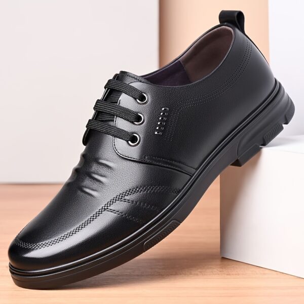 Men's Plus Size Classic Design Business Casual Loafers, Formal Shoes for Weddings and Parties, Solid Color Upper with Lace-Up Design, Wearable in All 4 Seasons, Thick Sole Durable Anti-Slip, Available in 9 Sizes, Suitable for Work, Travel, Vacation, and Formal Occasions - Image 3