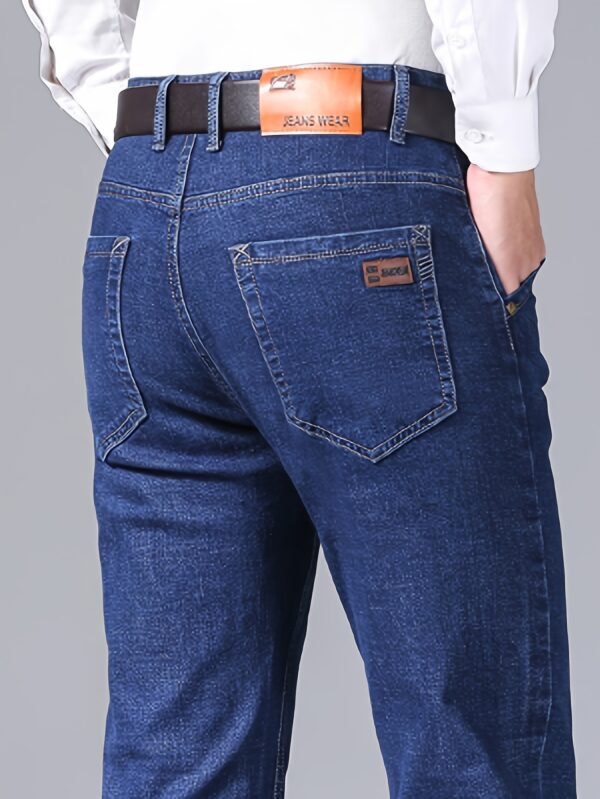 Spring and Autumn Men's Elastic Slim Fit Straight Jeans, Tall Casual Trendy Versatile Business Pants