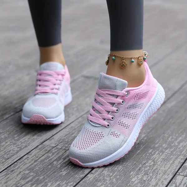 All-Season Women'S Breathable Mesh Sneakers - Lightweight Lace-Up Running Shoes, Comfortable Casual Walking Shoes with EVA MD Sole, Fabric Upper & Insole for Work, Travel, and Sports, Casual Wear Sneakers | Stylish Laceup Shoes | Breathable Mesh Upper - Image 4